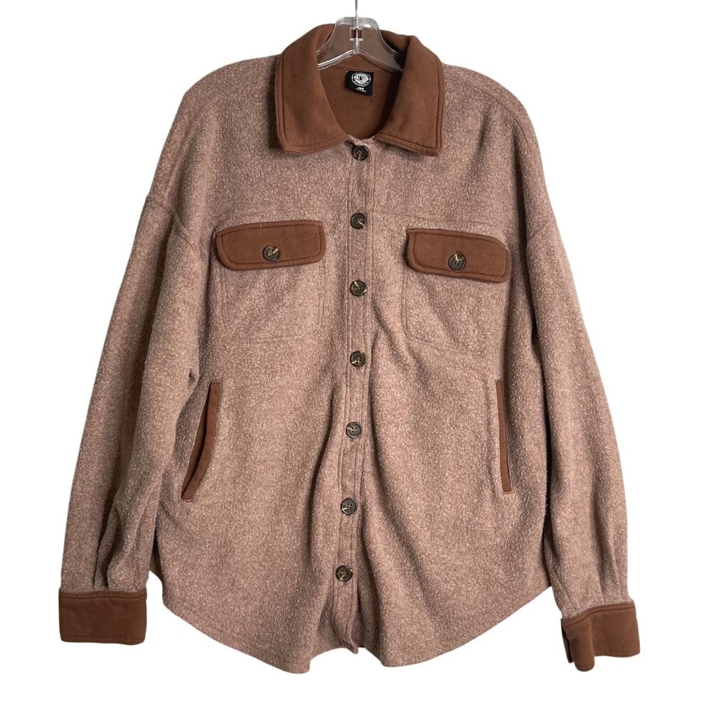 Pacsun Homecoming Button Down Shacket Womens XS S Brown Oversized Fuzzy Jacket